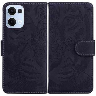 For OPPO Reno13 Global Tiger Embossing Pattern Flip Leather Phone Case(Black)