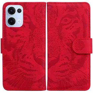 For OPPO Reno13 Global Tiger Embossing Pattern Flip Leather Phone Case(Red)