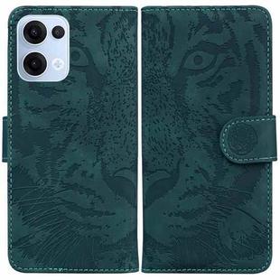 For OPPO Reno13 Global Tiger Embossing Pattern Flip Leather Phone Case(Green)