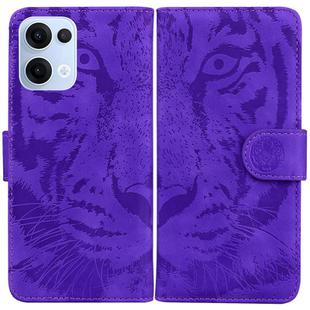 For OPPO Reno13 Global Tiger Embossing Pattern Flip Leather Phone Case(Purple)