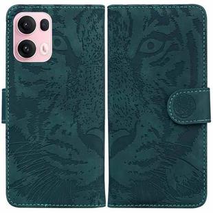 For OPPO Reno13 Pro Global Tiger Embossing Pattern Flip Leather Phone Case(Green)