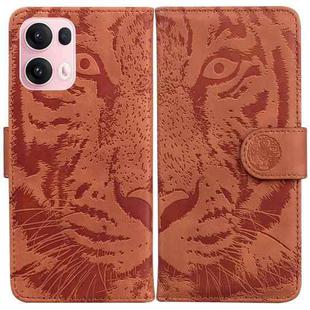 For OPPO Reno13 Pro Global Tiger Embossing Pattern Flip Leather Phone Case(Brown)