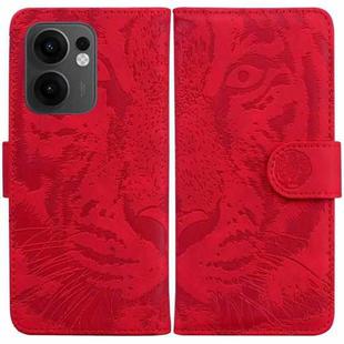 For OPPO Reno13 F 4G / 5G Tiger Embossing Pattern Flip Leather Phone Case(Red)