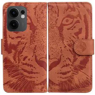 For OPPO Reno13 F 4G / 5G Tiger Embossing Pattern Flip Leather Phone Case(Brown)