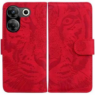 For Tecno Camon 20 Pro 4G / 20 Tiger Embossing Pattern Flip Leather Phone Case(Red)