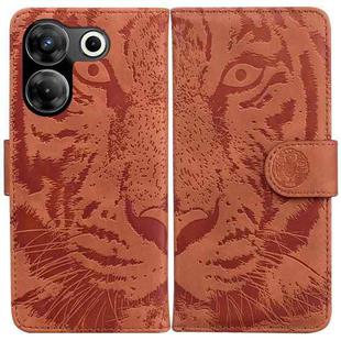 For Tecno Camon 20 Pro 4G / 20 Tiger Embossing Pattern Flip Leather Phone Case(Brown)