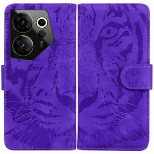 For Tecno Camon 20 Premier 5G Tiger Embossing Pattern Flip Leather Phone Case(Purple)