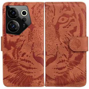 For Tecno Camon 20 Premier 5G Tiger Embossing Pattern Flip Leather Phone Case(Brown)