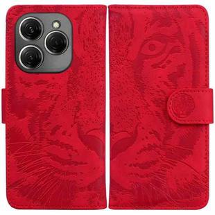 For Tecno Spark 20 Pro Tiger Embossing Pattern Flip Leather Phone Case(Red)