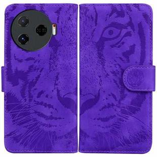 For Tecno Camon 30 Pro Tiger Embossing Pattern Flip Leather Phone Case(Purple)