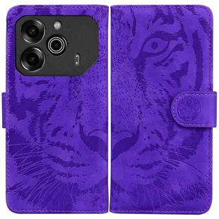 For Tecno Pova 6 / Pova 6 Pro Tiger Embossing Pattern Flip Leather Phone Case(Purple)