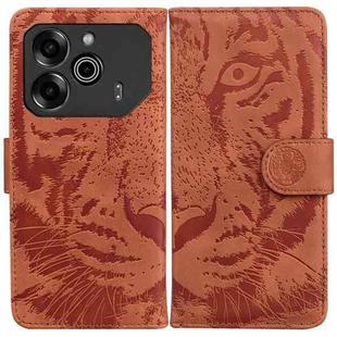 For Tecno Pova 6 / Pova 6 Pro Tiger Embossing Pattern Flip Leather Phone Case(Brown)