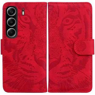For Tecno Camon 40 Tiger Embossing Pattern Flip Leather Phone Case(Red)