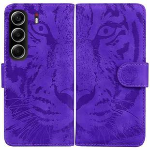 For Tecno Camon 40 Tiger Embossing Pattern Flip Leather Phone Case(Purple)