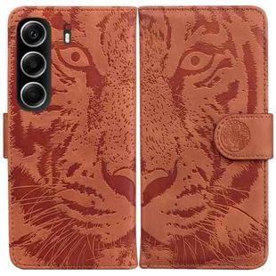 For Tecno Camon 40 Tiger Embossing Pattern Flip Leather Phone Case(Brown)
