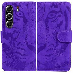 For Tecno Camon 40 Pro 4G Tiger Embossing Pattern Flip Leather Phone Case(Purple)