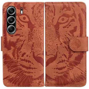 For Tecno Camon 40 Pro 4G Tiger Embossing Pattern Flip Leather Phone Case(Brown)