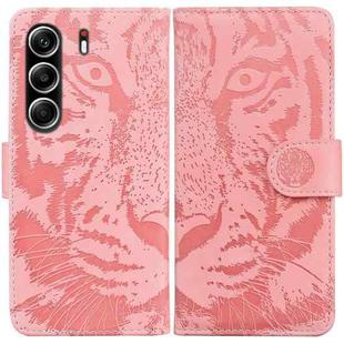 For Tecno Camon 40 Pro 4G Tiger Embossing Pattern Flip Leather Phone Case(Pink)