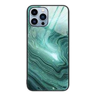 For iPhone 15 Pro Marble Pattern Glass Protective Phone Case(Water Waves)