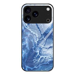 For iPhone 17 Pro Max Marble Pattern Glass Protective Phone Case(Blue Ocean)