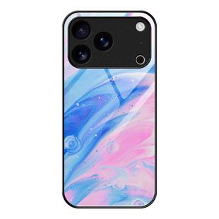 For iPhone 17 Pro Max Marble Pattern Glass Protective Phone Case(Pink)