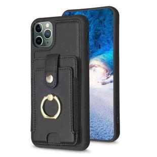 For iPhone 11 Pro Max BF27 Metal Ring Card Bag Holder Phone Case(Black)