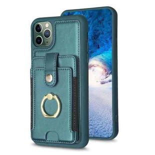 For iPhone 11 Pro BF27 Metal Ring Card Bag Holder Phone Case(Green)