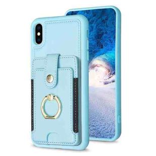 For iPhone X / XS BF27 Metal Ring Card Bag Holder Phone Case(Blue)