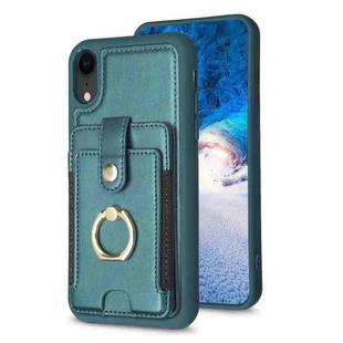 For iPhone XR BF27 Metal Ring Card Bag Holder Phone Case(Green)