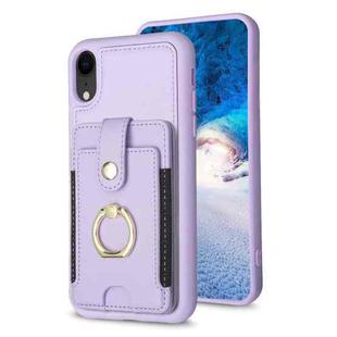For iPhone XR BF27 Metal Ring Card Bag Holder Phone Case(Purple)