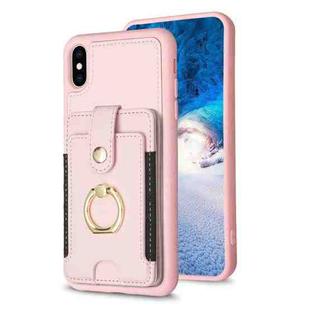 For iPhone XS Max BF27 Metal Ring Card Bag Holder Phone Case(Pink)