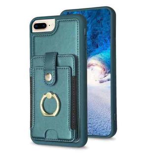 For iPhone 8 Plus / 7 Plus BF27 Metal Ring Card Bag Holder Phone Case(Green)