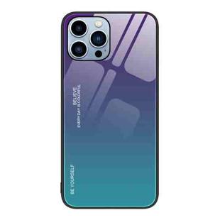 For iPhone 15 Pro Max Gradient Color Glass Phone Case(Aurora Blue)