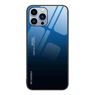 For iPhone 15 Pro Max Gradient Color Glass Phone Case(Blue Black)