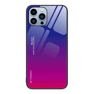 For iPhone 15 Pro Gradient Color Glass Phone Case(Purple Red)