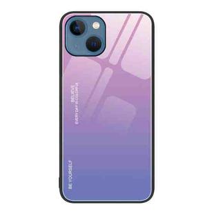 For iPhone 15 Gradient Color Glass Phone Case(Pink Purple)