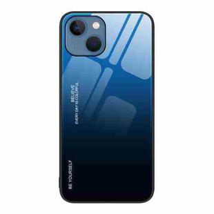 For iPhone 15 Gradient Color Glass Phone Case(Blue Black)