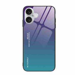 For iPhone 16 Gradient Color Glass Phone Case(Aurora Blue)