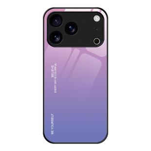 For iPhone 17 Pro Max Gradient Color Glass Phone Case(Pink Purple)