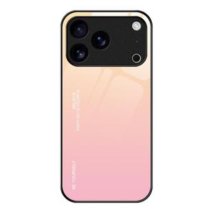 For iPhone 17 Pro Gradient Color Glass Phone Case(Yellow Pink)