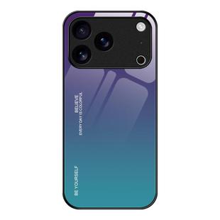 For iPhone 17 Pro Gradient Color Glass Phone Case(Aurora Blue)