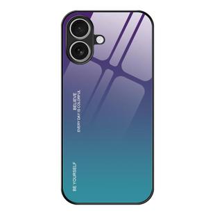 For iPhone 17 Gradient Color Glass Phone Case(Aurora Blue)
