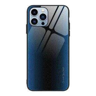 For iPhone 15 Pro Max Texture Gradient Glass TPU Phone Case(Blue)