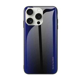 For iPhone 16 Pro Max Texture Gradient Glass TPU Phone Case(Dark Blue)