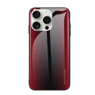 For iPhone 16 Pro Texture Gradient Glass TPU Phone Case(Red)