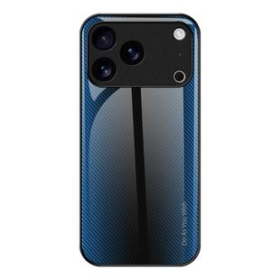 For iPhone 17 Pro Max Texture Gradient Glass TPU Phone Case(Blue)