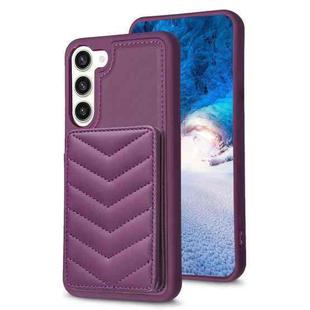 For Samsung Galaxy S23+ 5G BF26 Wave Pattern Card Bag Holder Phone Case(Dark Purple)