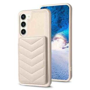 For Samsung Galaxy S23+ 5G BF26 Wave Pattern Card Bag Holder Phone Case(Beige)