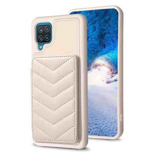 For Samsug Galaxy A12 BF26 Wave Pattern Card Bag Holder Phone Case(Beige)