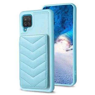 For Samsug Galaxy A12 BF26 Wave Pattern Card Bag Holder Phone Case(Blue)